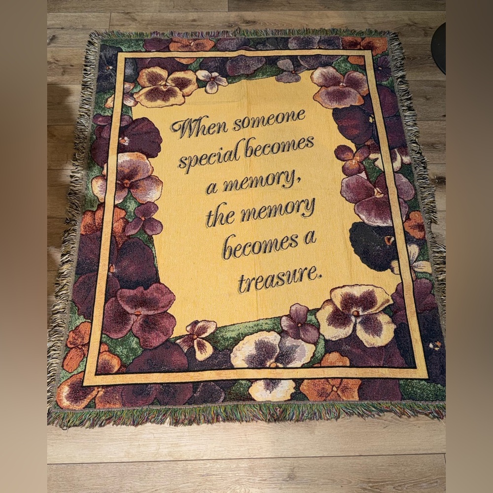 Purple and Yellow‎ Pansy Memory Tapestry Throw Blanket